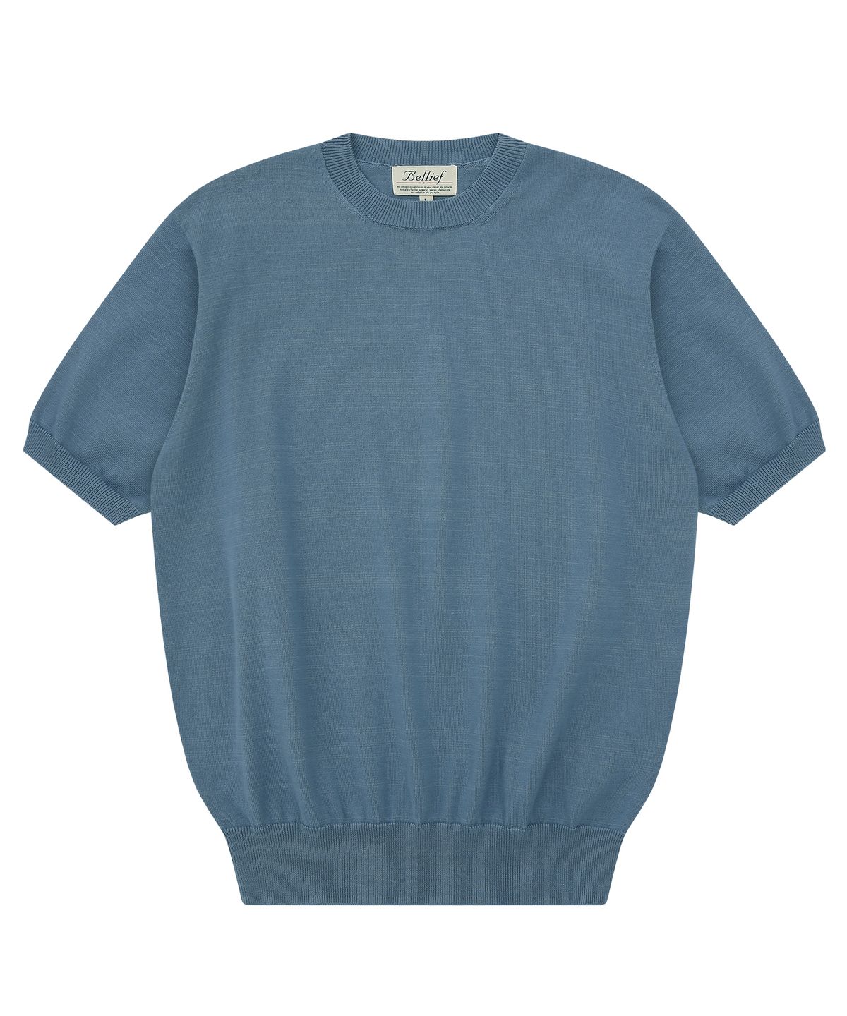 벨리프(BELLIEF) Essential Short Sleeve Round Knit (Marine Blue)