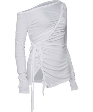 Handmade Twisted One-Shoulder Long Sleeve (FL-117_White)