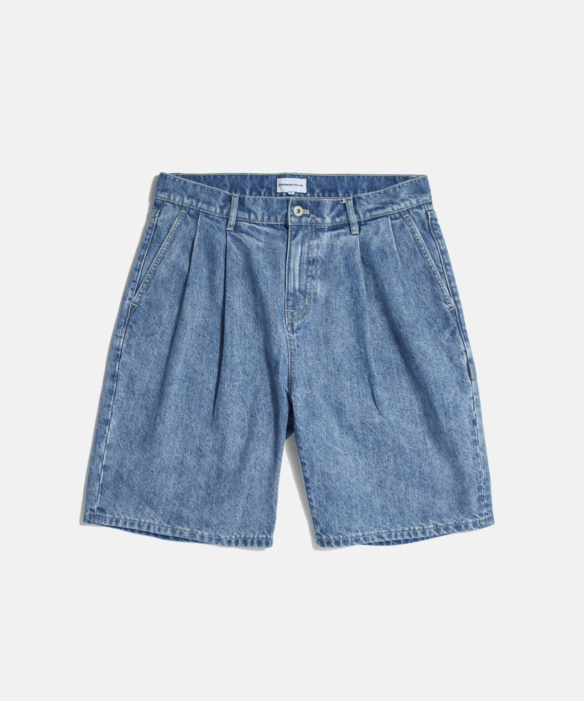에스피오나지(ESPIONAGE) Double Pleats Denim Shorts Light Indigo
