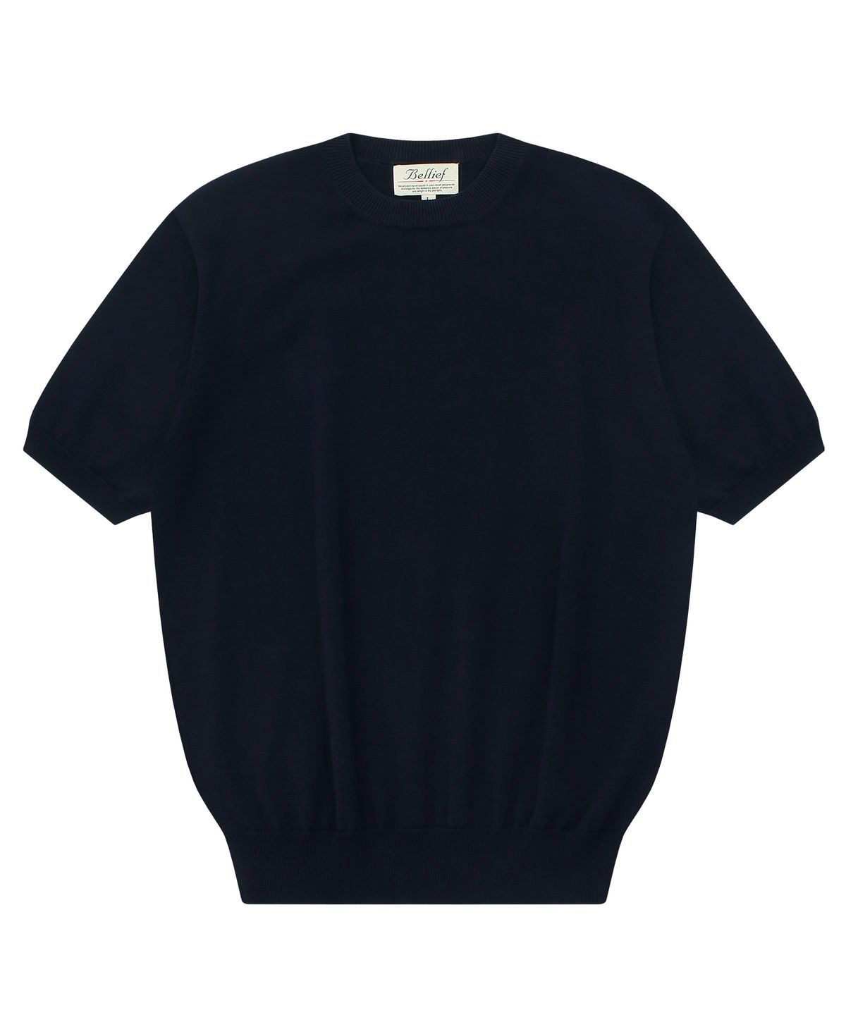 벨리프(BELLIEF) Essential Short Sleeve Round Knit (Navy)