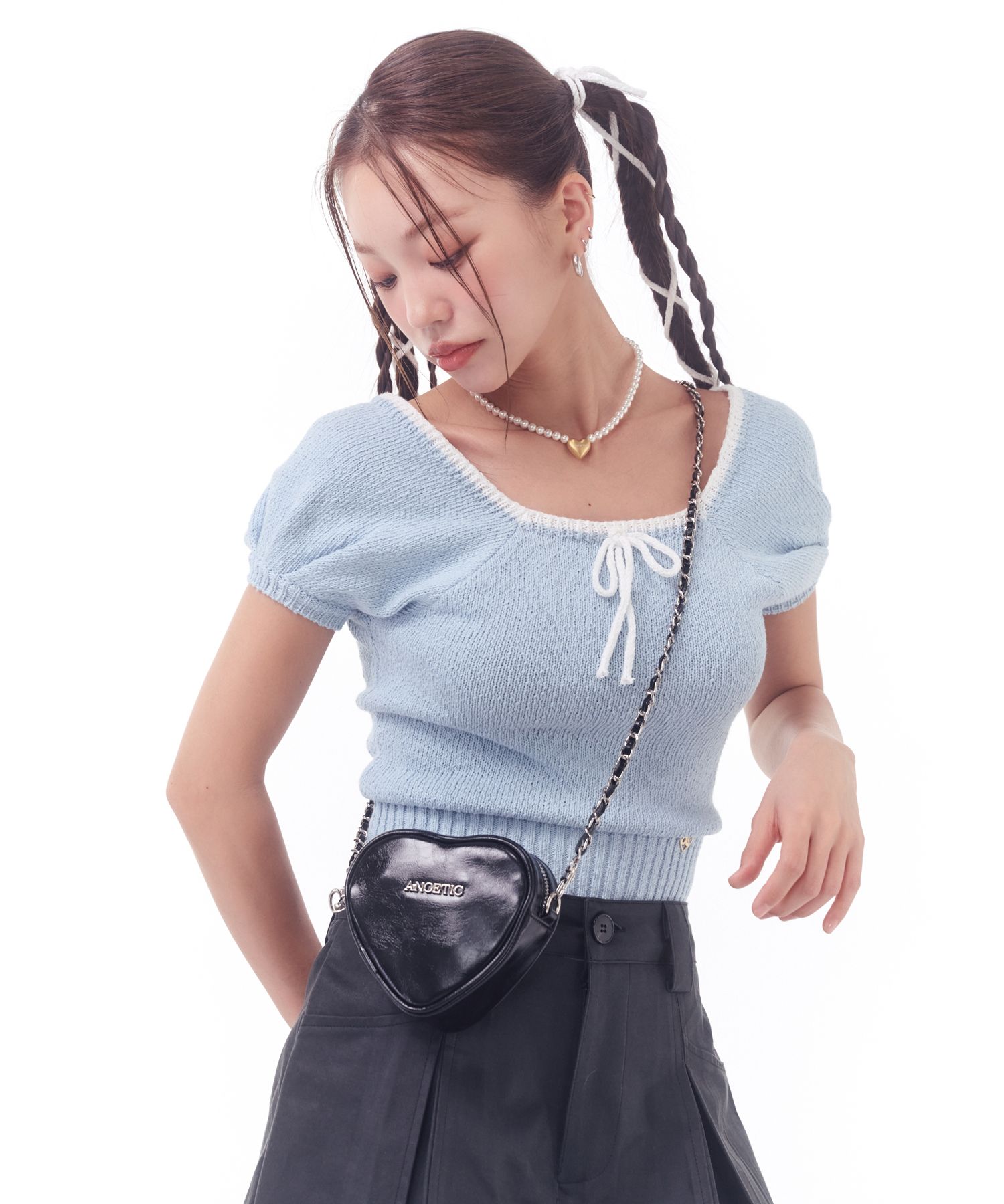 ★ANOETIC★HEART CHAIN MINI BAG MUSINSA | ANOETIC HEART CHAIN MINI BAG_BLACK