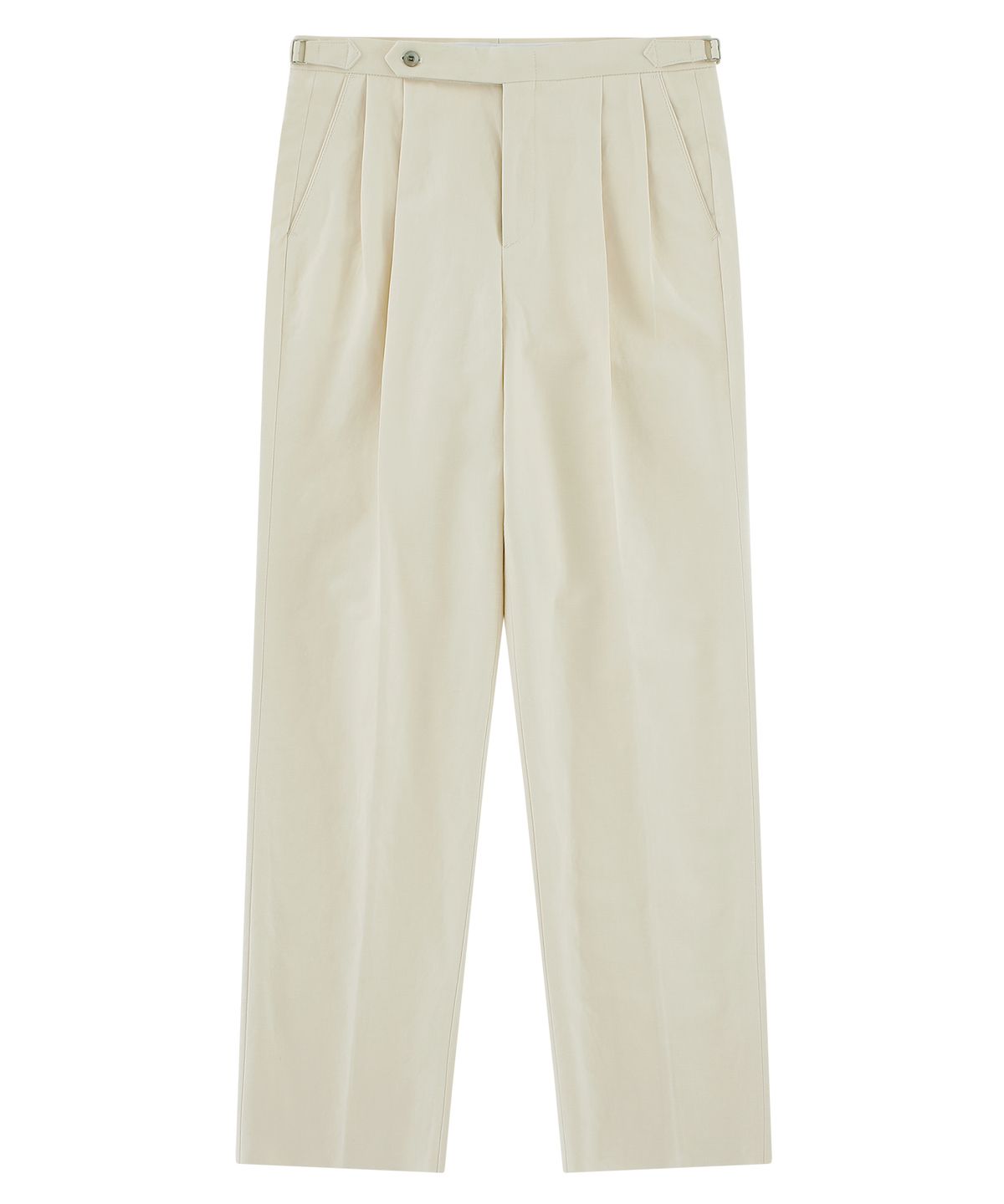 벨리프(BELLIEF) Linen / Cotton Twill adjust 2Pleats relaxed Trousers (Ecru)