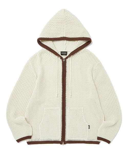MUSINSA公式 | WKNDRS KNITTED CROCHET ZIPUP HOODIE (IVORY)