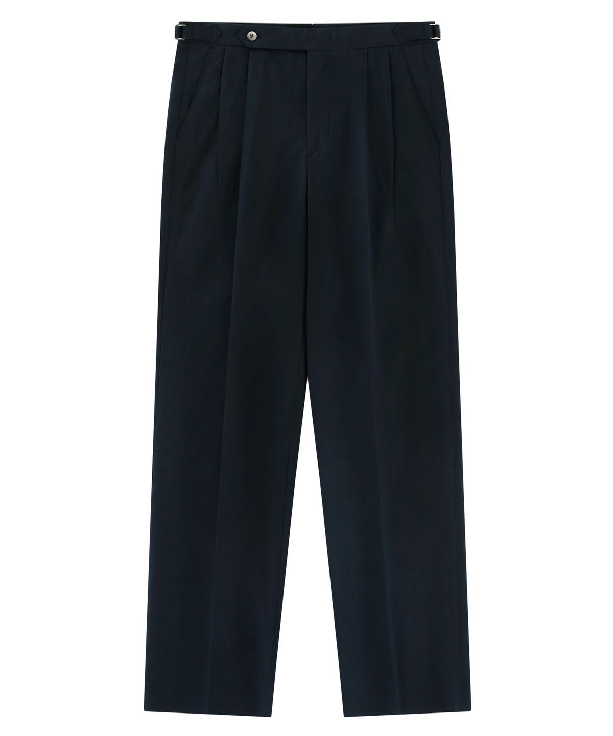 벨리프(BELLIEF) Linen / Cotton Twill adjust 2Pleats relaxed Trousers (Navy)