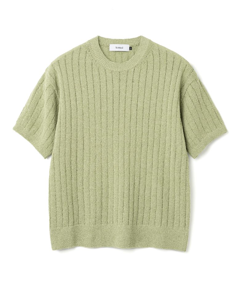 썸머 부클레 라운드 니트 SAGE GREEN
