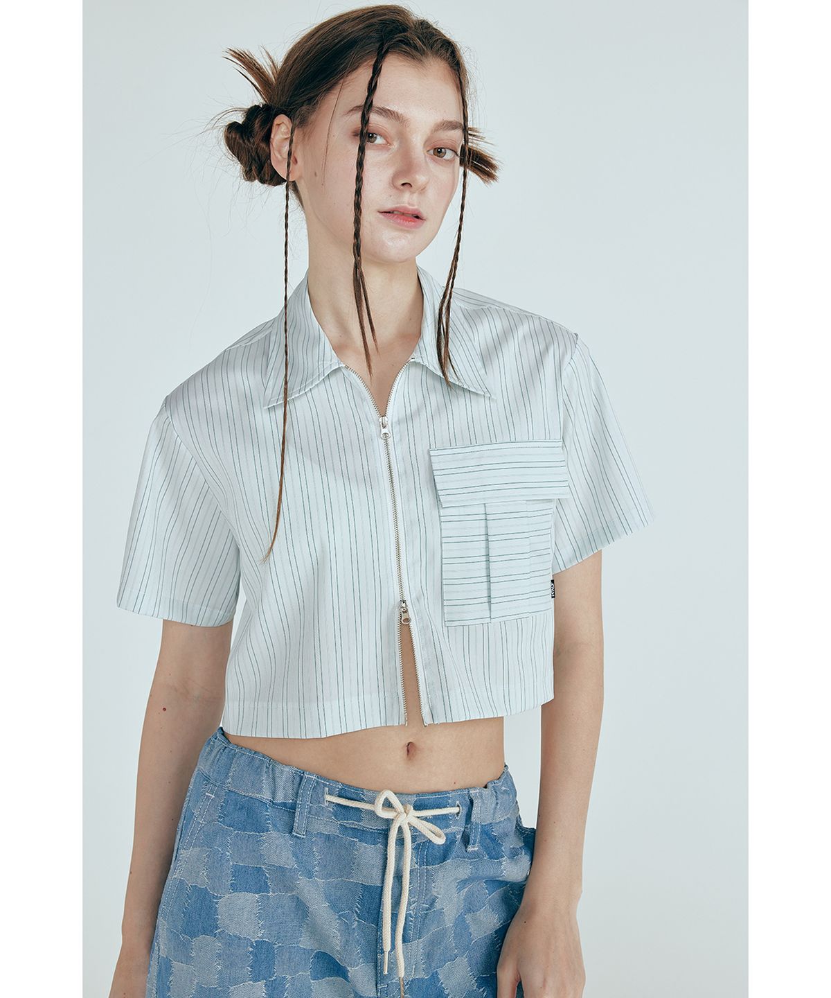 키네티클로(KINETICLO) 투웨이 크롭 셔츠(MINT)