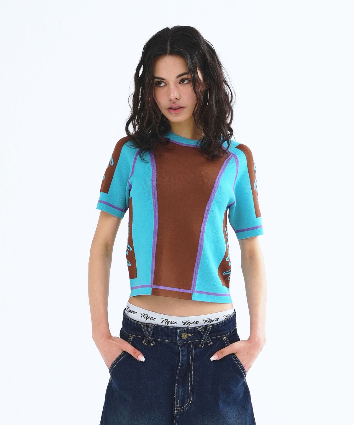 엔와이엑스엑스(NYXX) SPORT STRETCH KNIT TOP BROWN