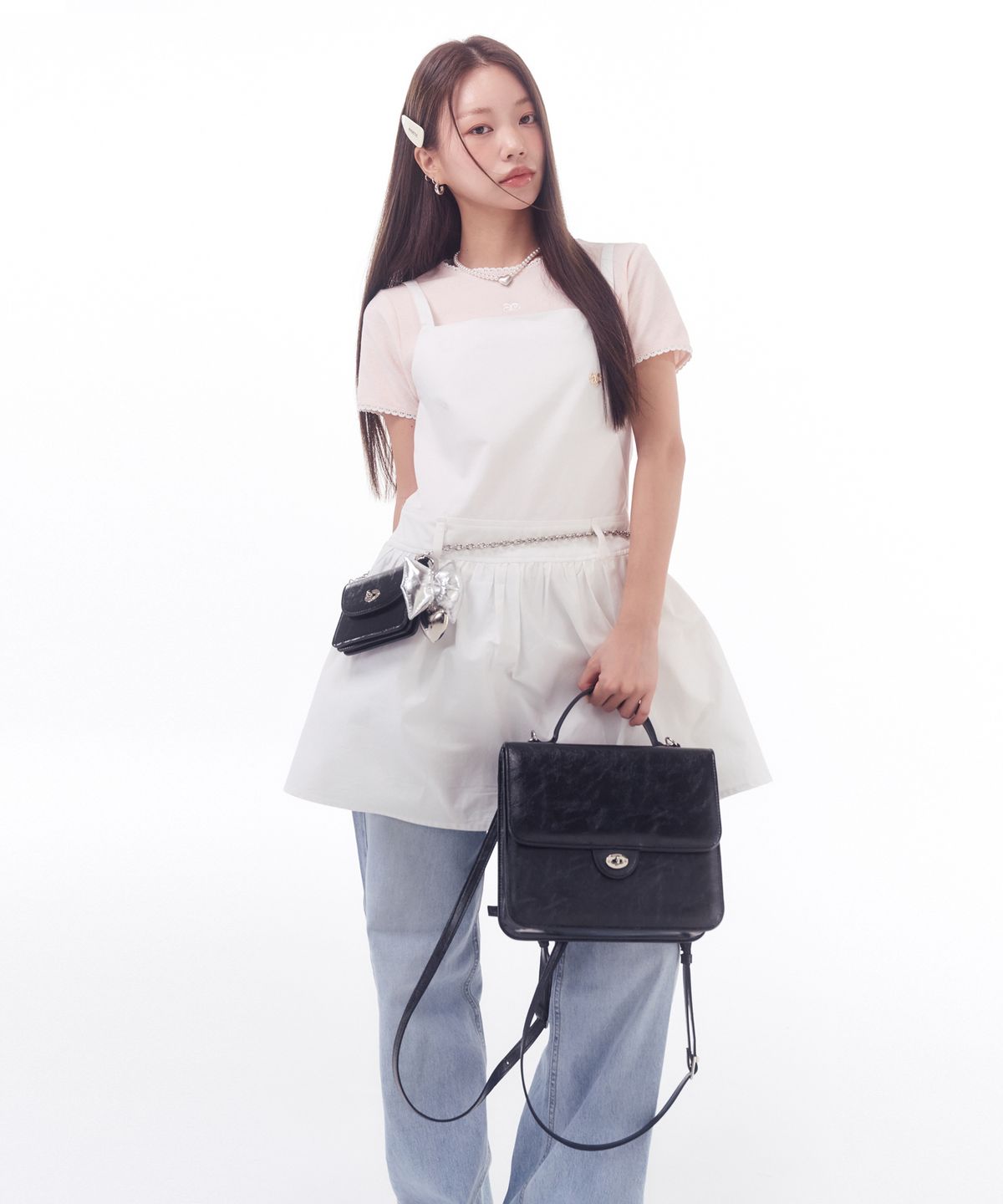 아노에틱(ANOETIC) NON SLEEVE SHIRRING DRESS_WHITE