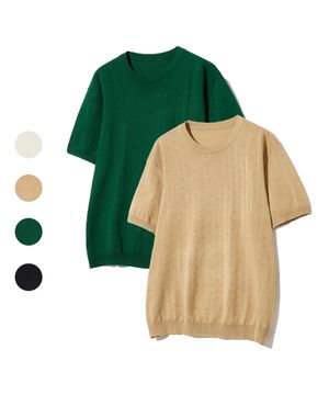86-IROJ046 보테 라운드 반팔 니트 4colors