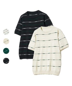 86-IROJ047 컬러 스트라이프 라운드 반팔 니트 4colors