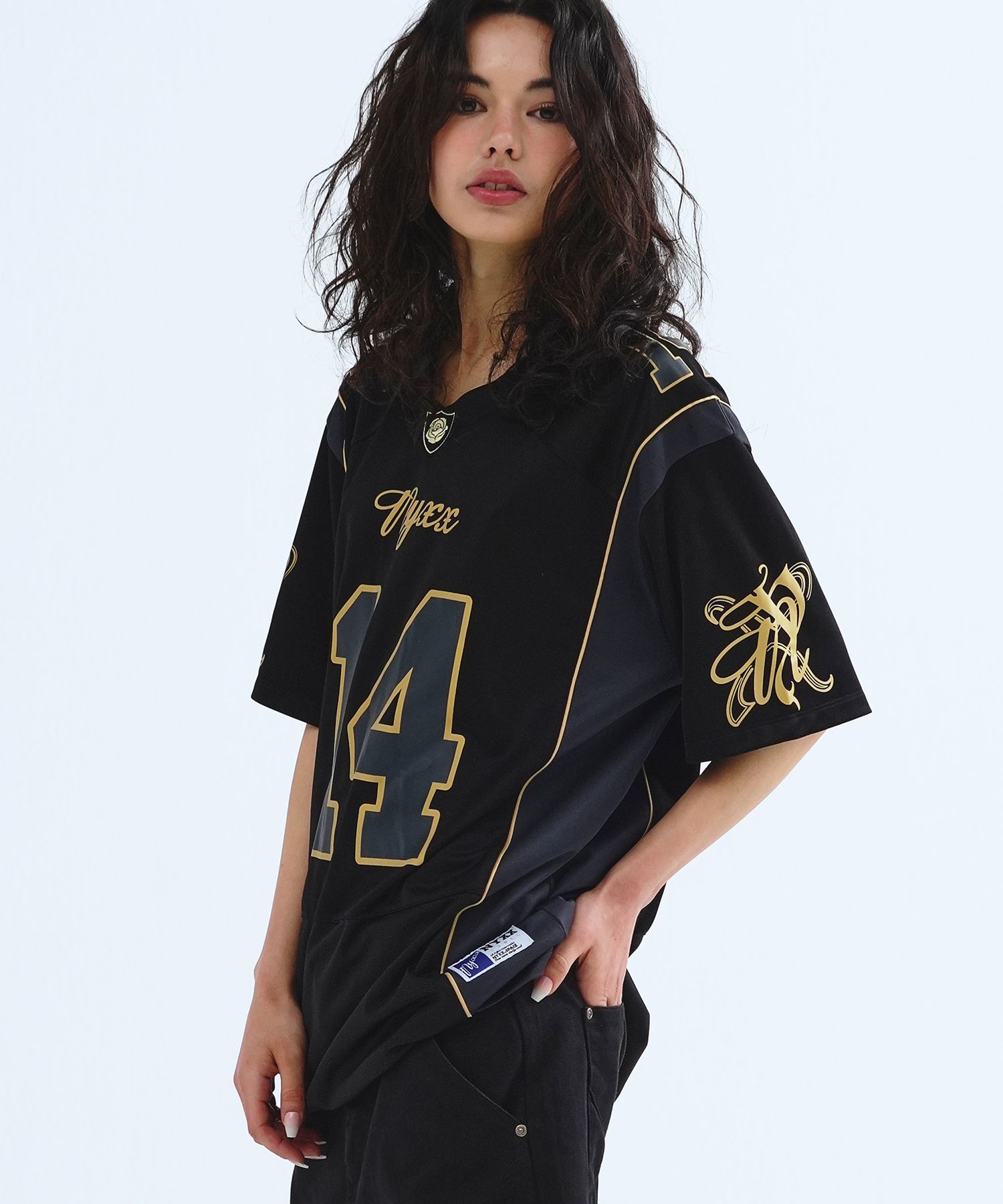 MUSINSA NYXX COLOR BLOCK SOCCER JERSEY BLACK