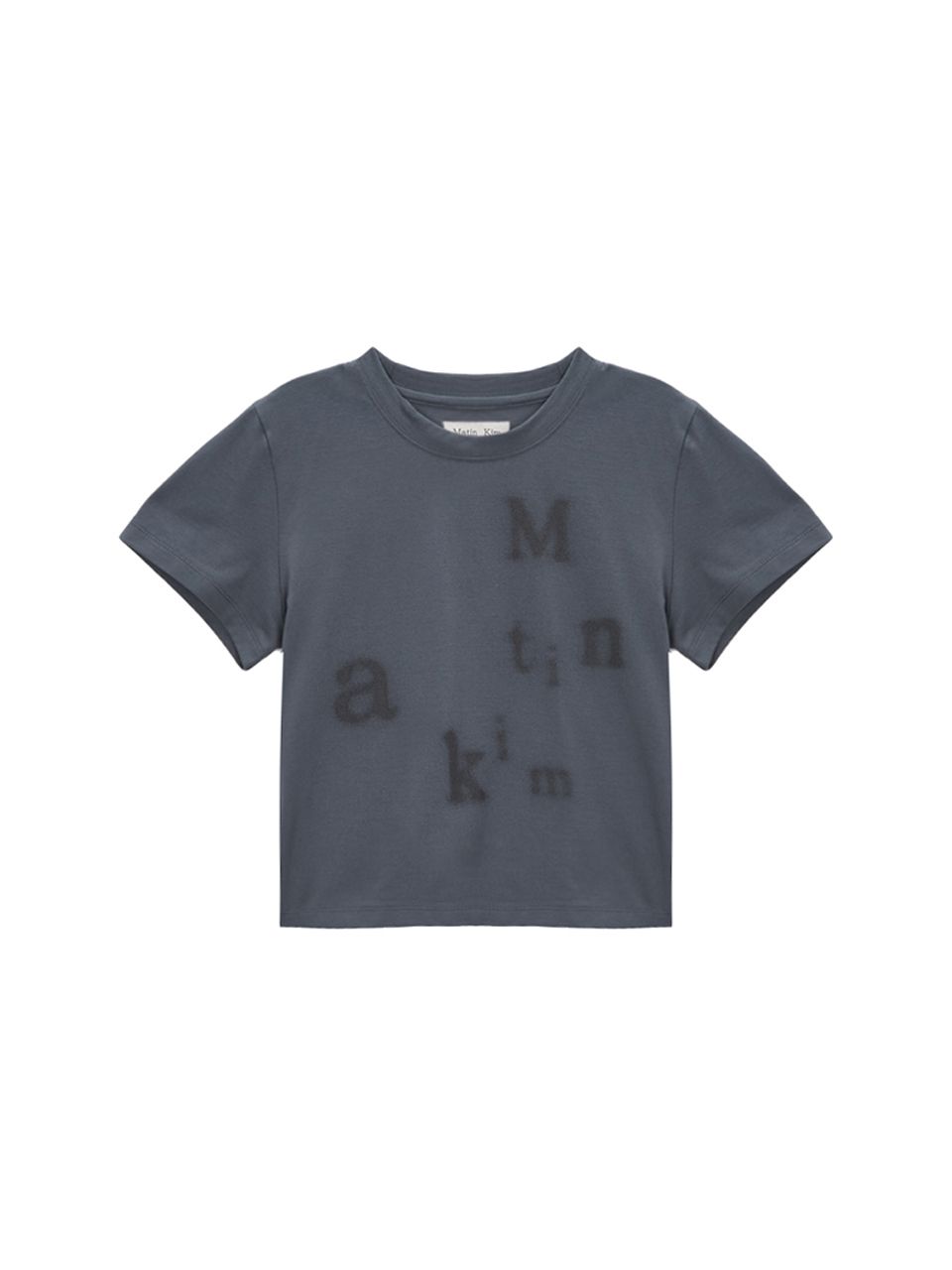 Tシャツ・カットソー [MATINKIM]blurred logo crop top in charcoal MUSINSA | MATIN KIM BLURRED LOGO CROP TOP IN CHARCOAL