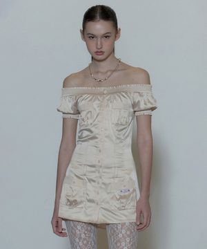Ethereal Satin Dress Pale Beige