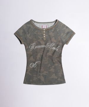 Heavenly Button Down Camo Tee Forest