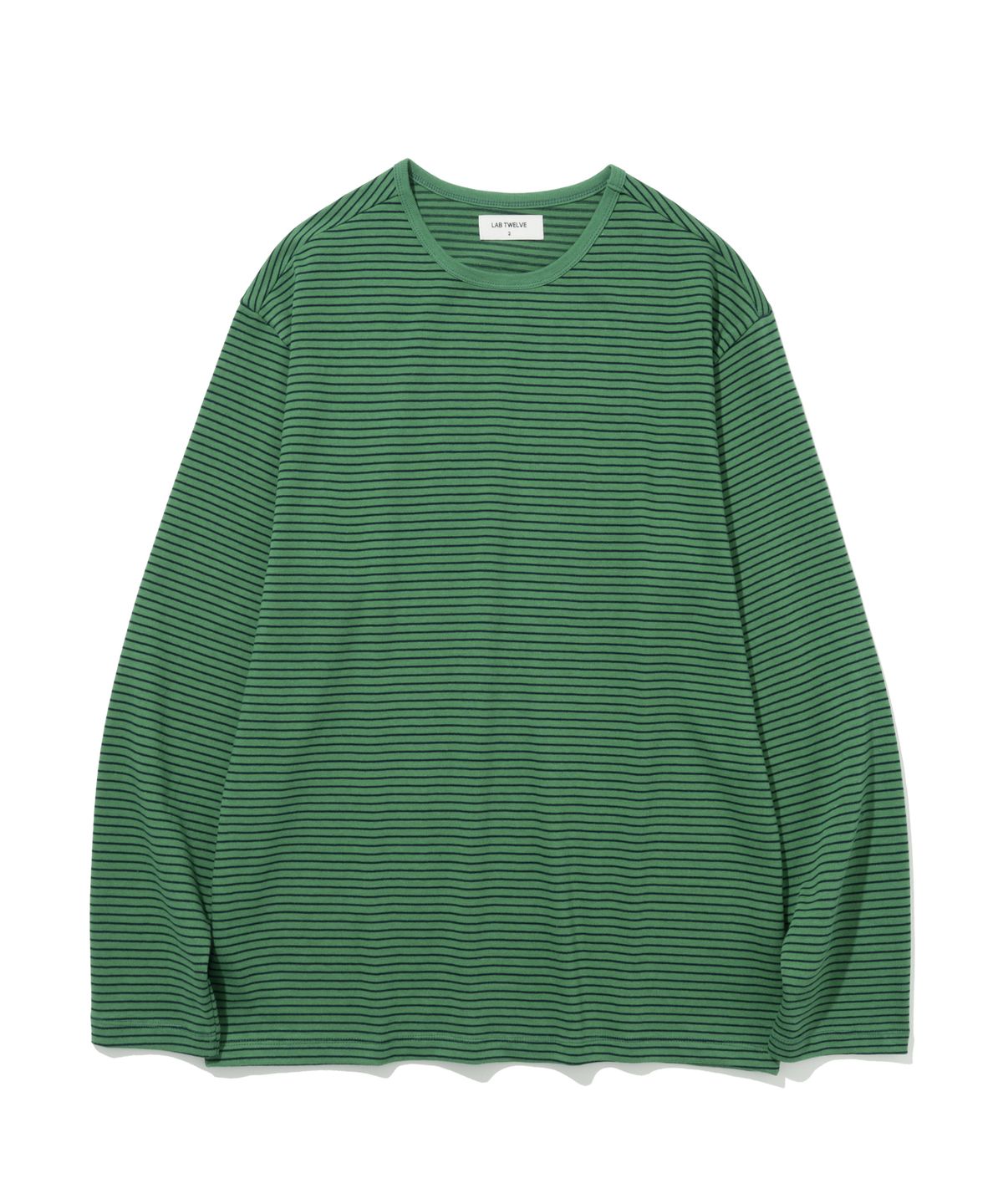 랩12(LAB12) 24SS 루즈핏 씬 스트라이프 롱슬리브 (그린)