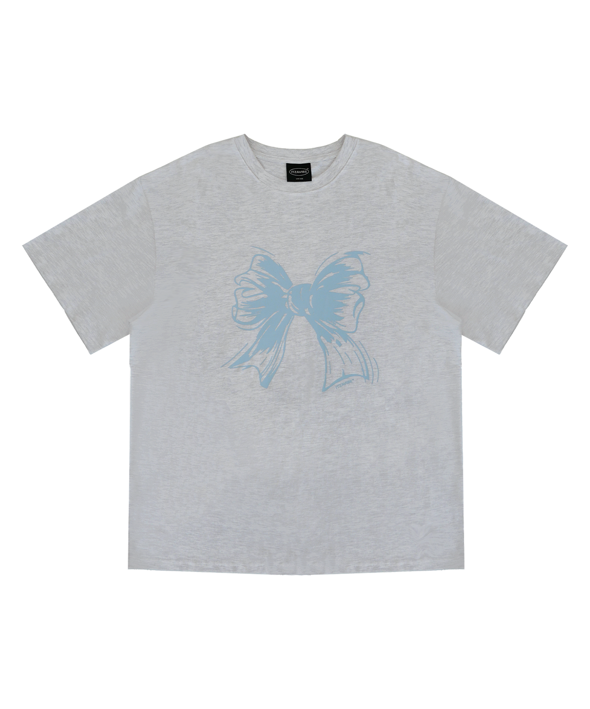 잇자바이브(ITZAVIBE) RIBBON LOGO T SHIRT - LIGHT GRAY