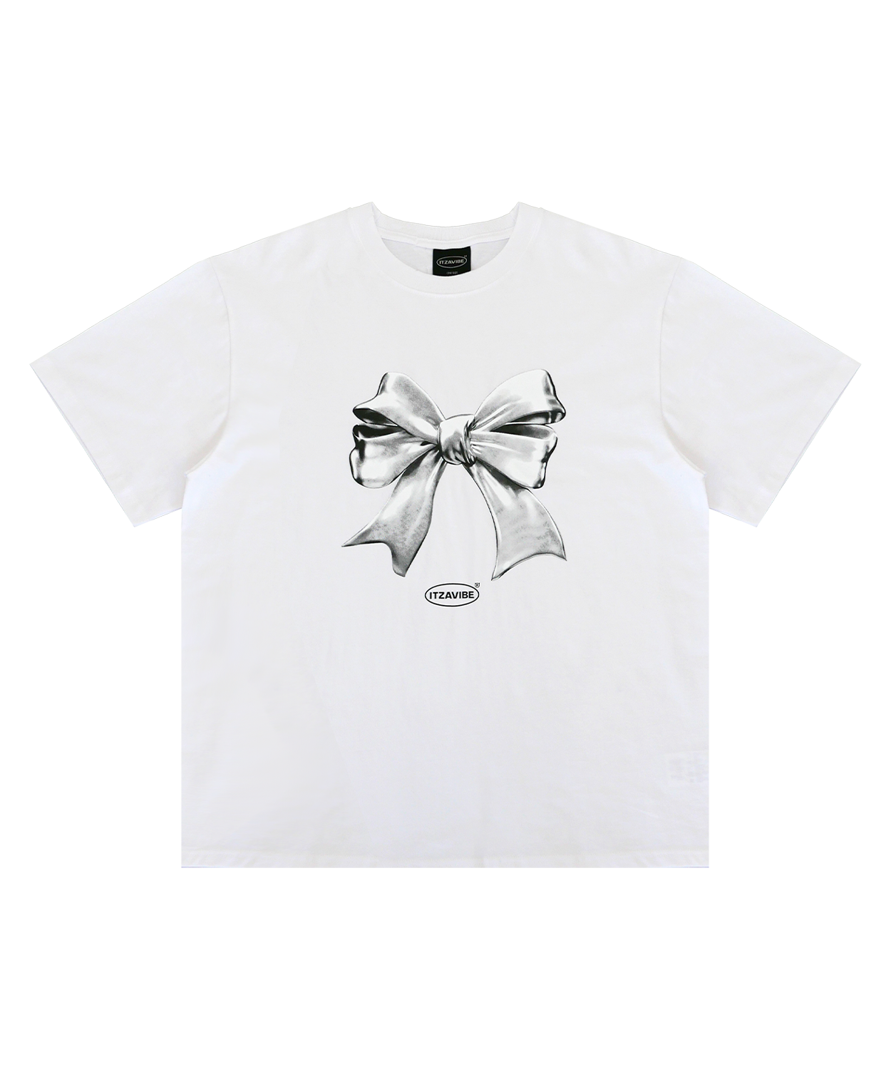 MUSINSA | ITZAVIBE METALLIC RIBBON T SHIRT - WHITE