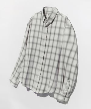 오버사이즈 옴브레 체크 셔츠 그레이