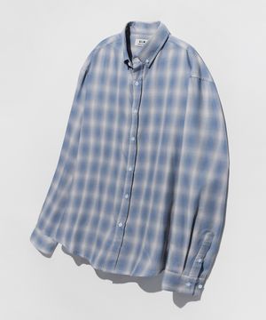 오버사이즈 옴브레 체크 셔츠 블루