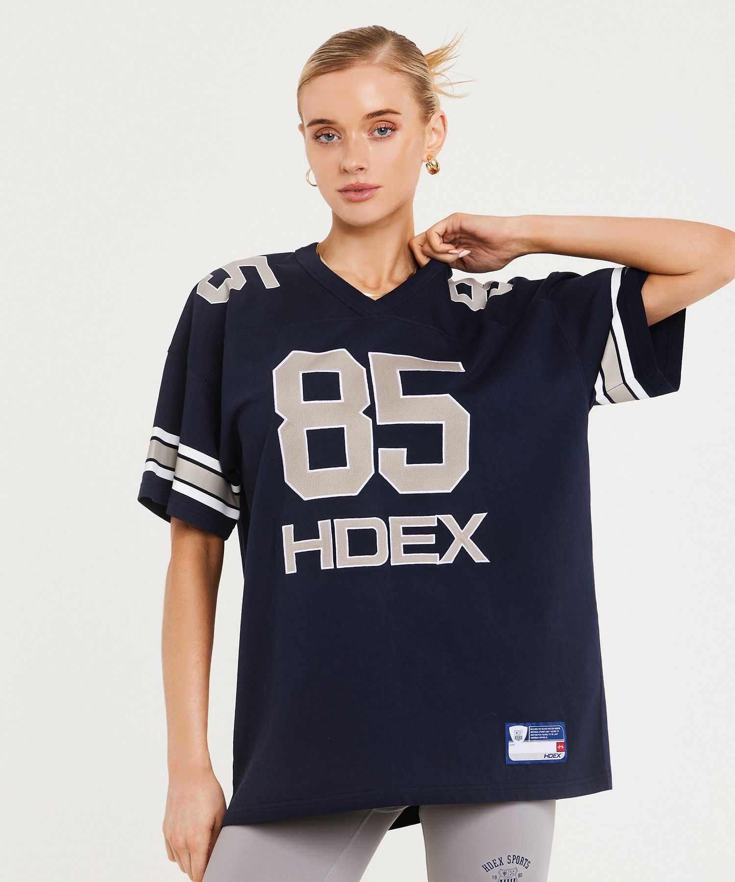 MUSINSA公式 | HDEX Women's Oversized Football Short Sleeve (Navy)