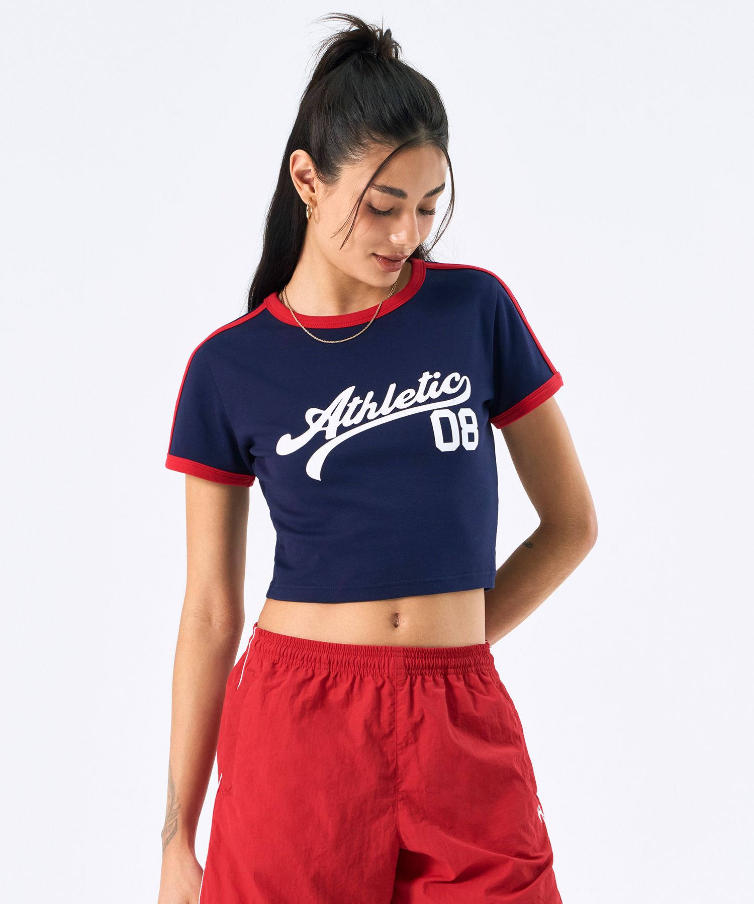 【HDEX】 Womens Athletic Crop Short Sleeve /追跡付 MUSINSA | HDEX Women's Athletic Crop Short Sleeve (Navy)