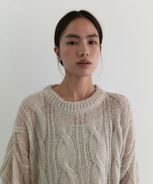 시어 라운드 오버 니트_아이보리
