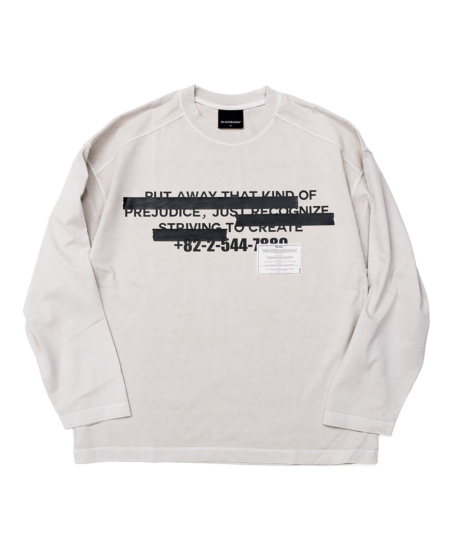 Tシャツ・カットソー BLACKBLOND Vividi Hidden Slogan Pigment Long Sleeve T-Shirt MUSINSA | BLACKBLOND Vivid Hidden Slogan Pigment Long Sleeve