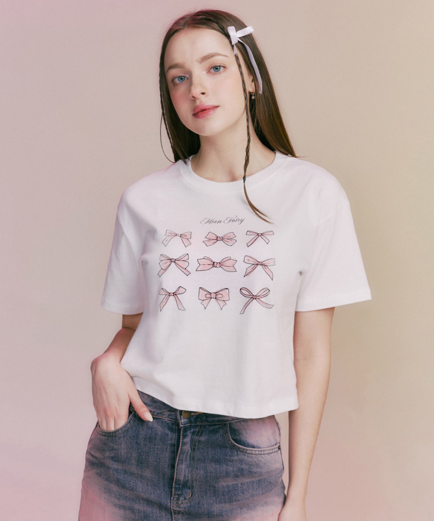 MUSINSA | MOON FAIRY MF Leer Ribbon T-White