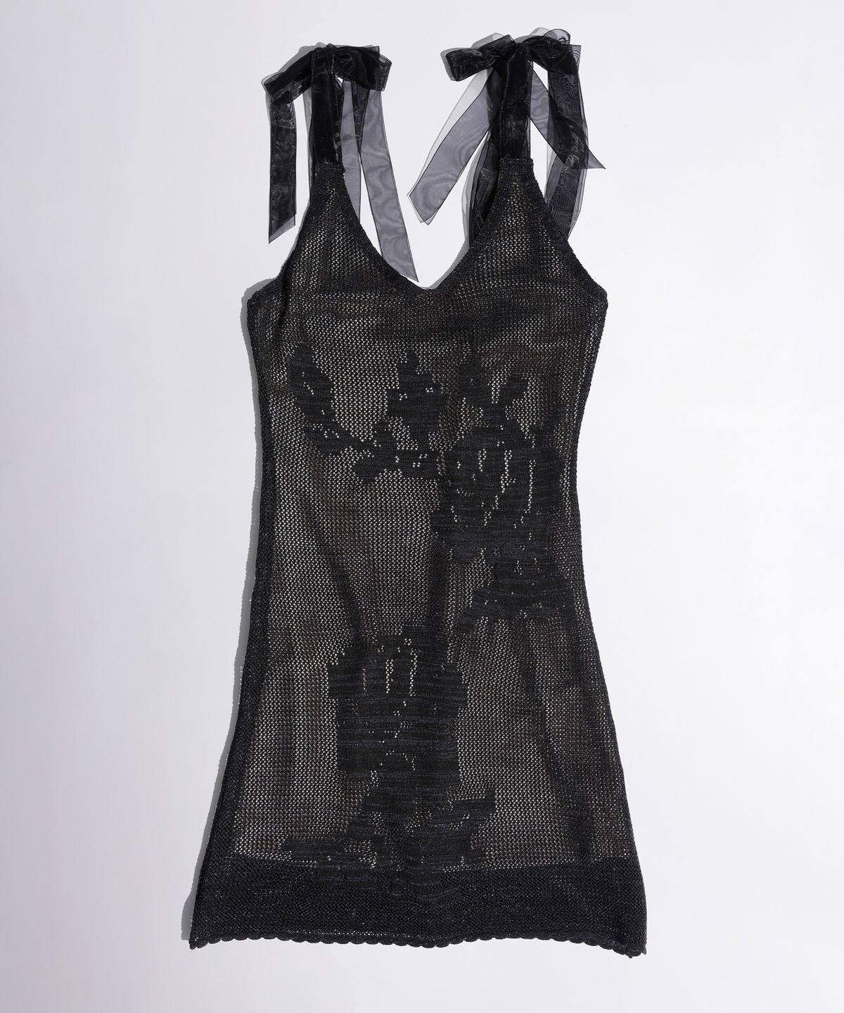스컬프터(SCULPTOR) Silhouette Crochet Mini Dress Metallic Black