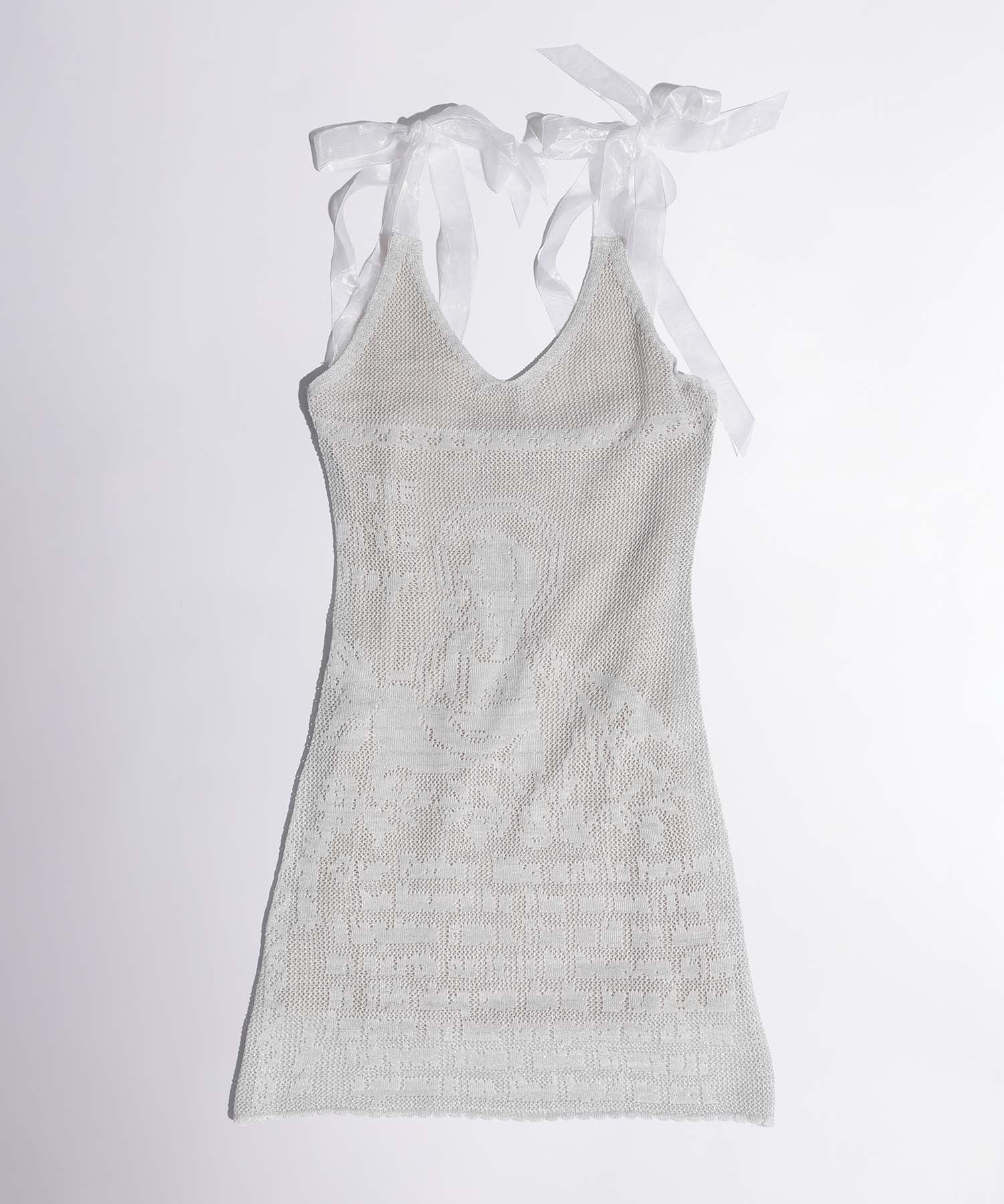 ワンピース SCULPTOR Silhouette Crochet Mini Dress 스컬프터(SCULPTOR) Silhouette Crochet Mini Dress Metallic