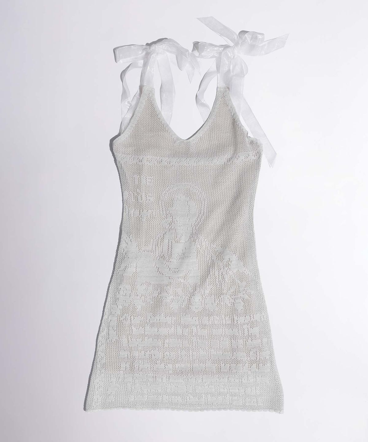 스컬프터(SCULPTOR) Silhouette Crochet Mini Dress Metallic Silver