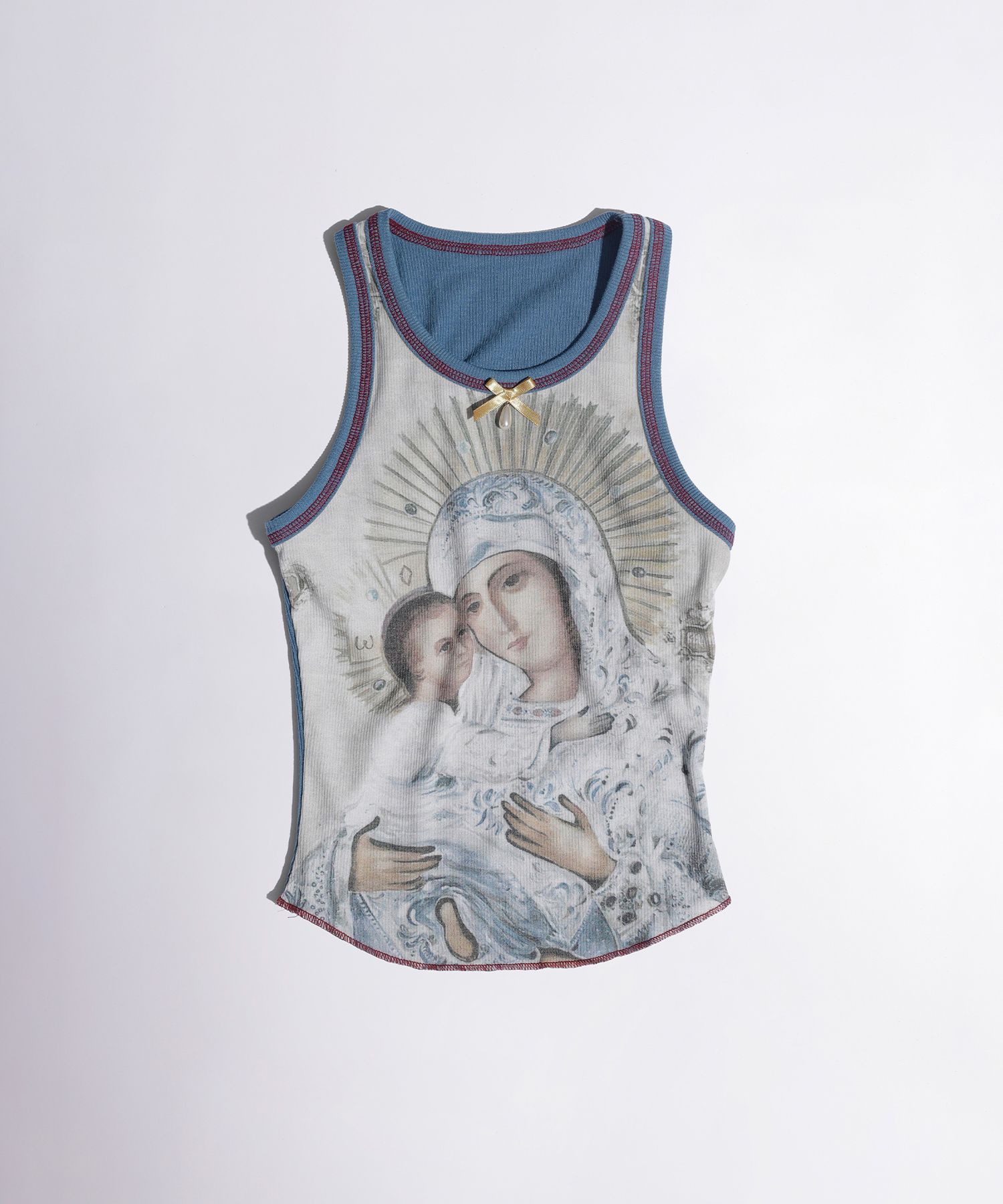 【特別セール品】 Maria SCULPTOR | MUSINSA Tear Cream/Blue Top Tank Drop トップス