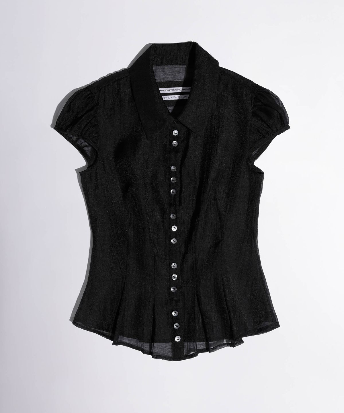 스컬프터(SCULPTOR) Sheer Pleated Hem Blouse Black