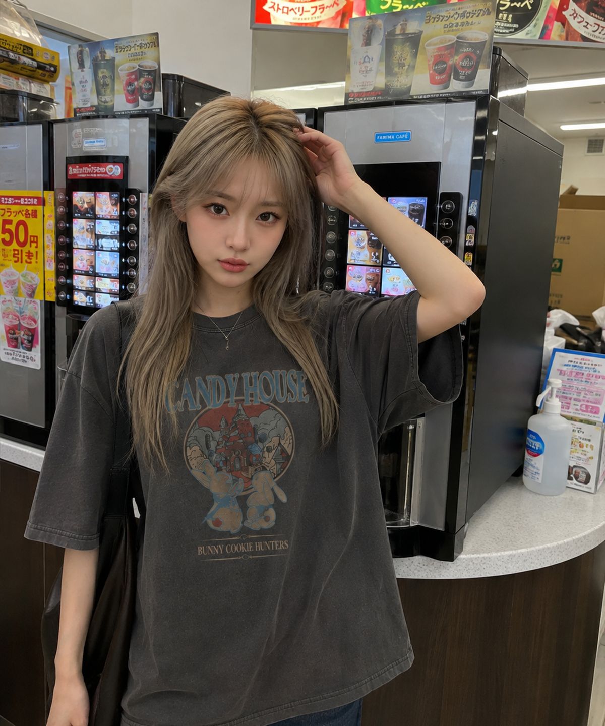 꼼파뇨(CPGN STUDIO) 캔디 하우스 피그먼트 반팔티 스모크블랙