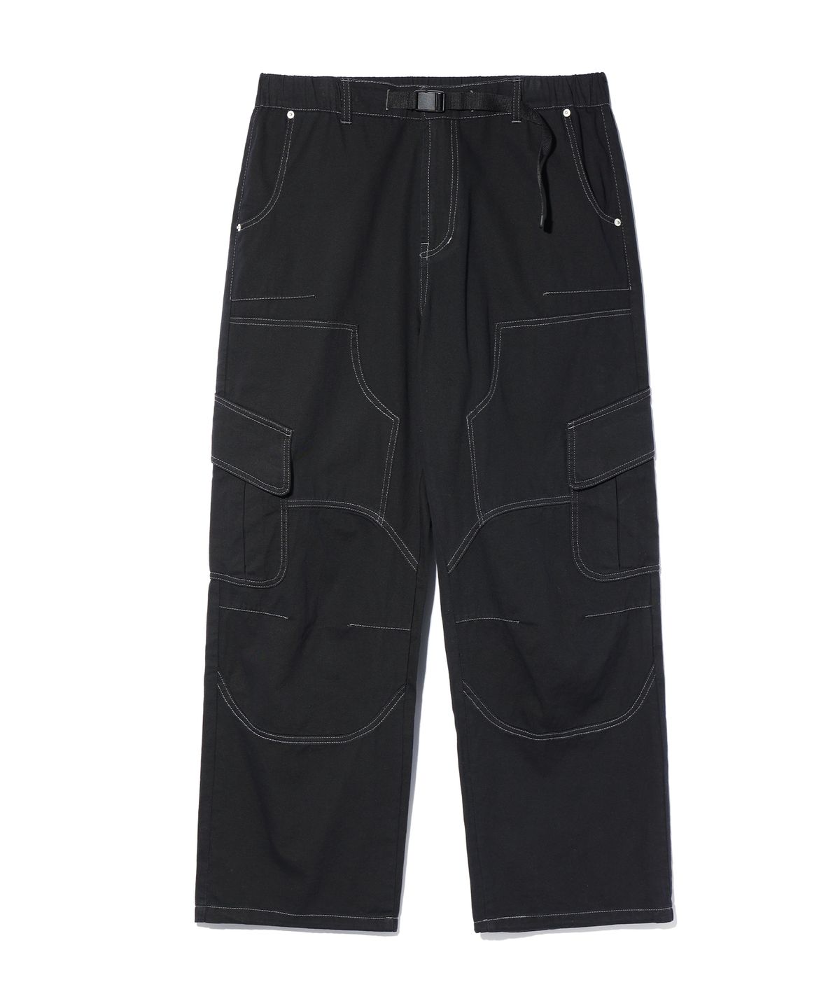 크리틱(CRITIC) BEBE X HALF DOUBLE KNEE POCKET COTTON PANTS BLACK