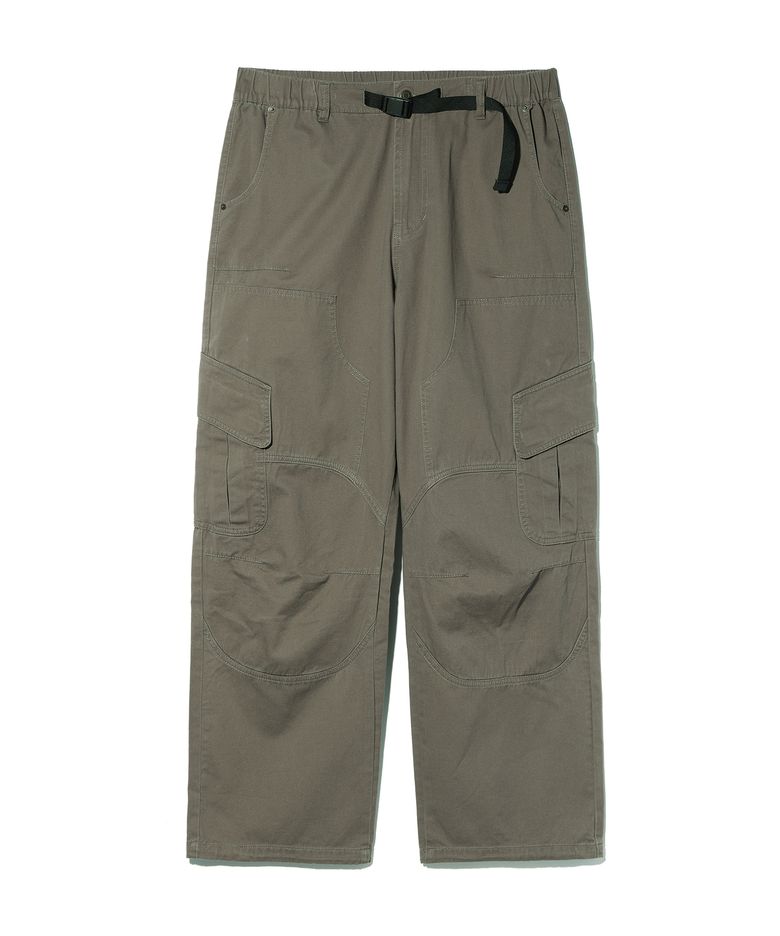 BEBE X HALF DOUBLE KNEE POCKET COTTON PANTS KHAKI