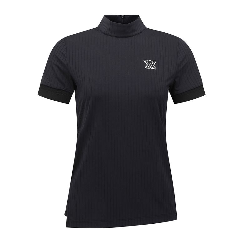 WOMEN HIGH NECK ZIPPER POINT SHOT T-SHIRT_BK