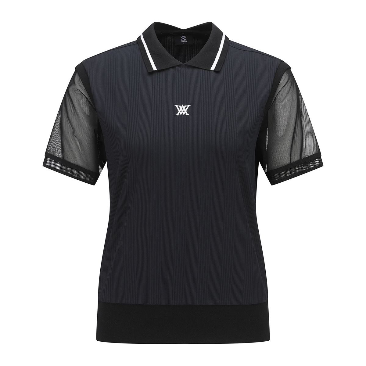 어뉴골프(ANEW GOLF) WOMEN SHOULDER MESH POINT SHORT T-SHIRT_BK