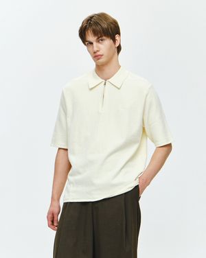 부클 카라 집업 니트 크림 ZG3KT302CR