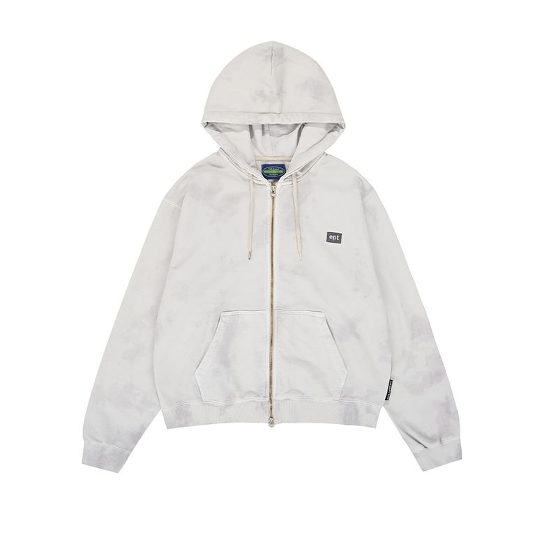 TIE-DYE ZIP UP HOODIE (GREY)