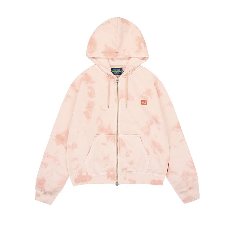 TIE-DYE ZIP UP HOODIE (CORAL)