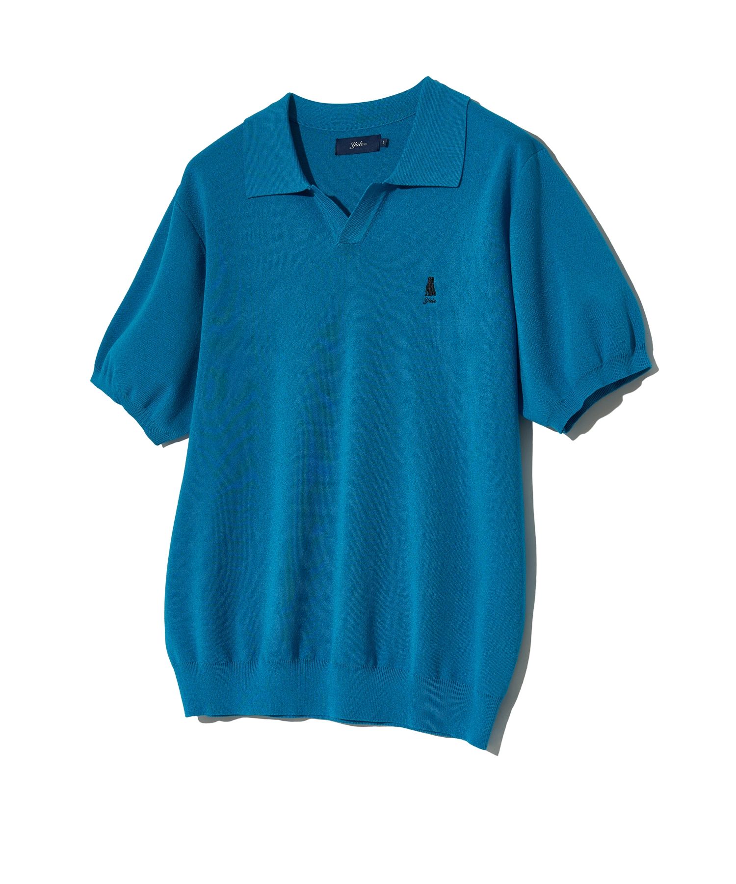 ☆YALE☆ COMFORT COOL SLIT NECK POLO KNIT BLUE YEM1KT110ABL MUSINSA | YALE Comfort Cool Slit Neck Polo Knit Blue
