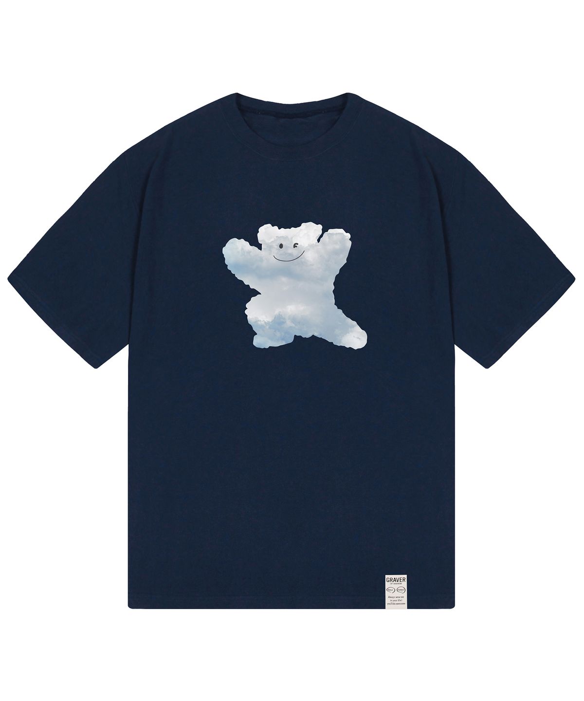 그레이버(GRAVER) [UNISEX]빅 구름 베어스마일 반팔티_네이비