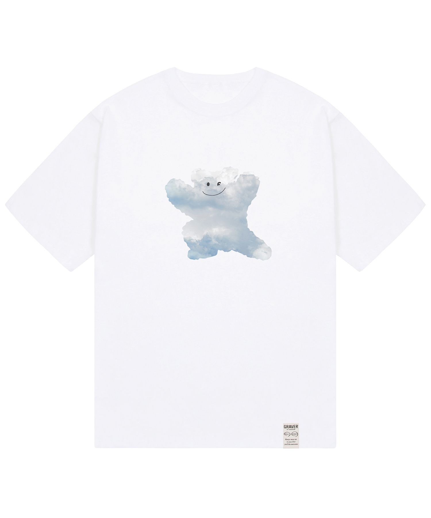 MUSINSA | GRAVER [UNISEX] Big Cloud Bear Smile Short Sleeve