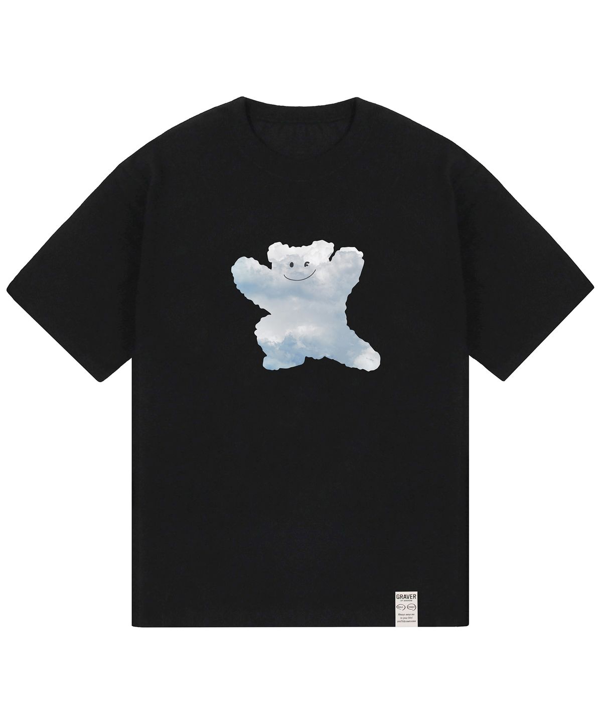 그레이버(GRAVER) [UNISEX]빅 구름 베어스마일 반팔티_블랙