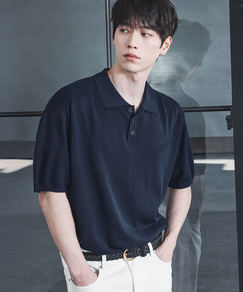 [서강준 PICK] 쿨링 모달 하프 카라 니트 [NAVY]