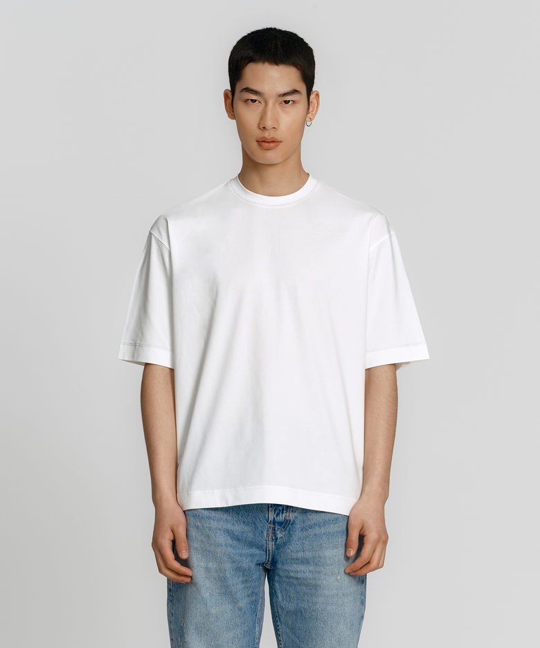 릴렉스드 수피마 소로나 블렌드 크루넥 숏슬리브 오프화이트