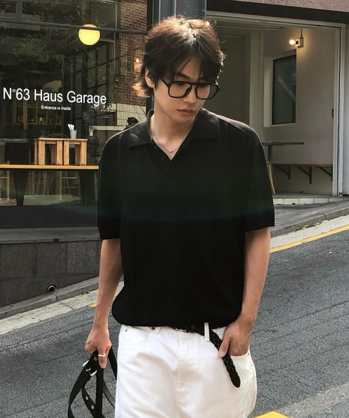 드로우핏(DRAW FIT) 쿨링 모달 하프 카라 니트 [BLACK]