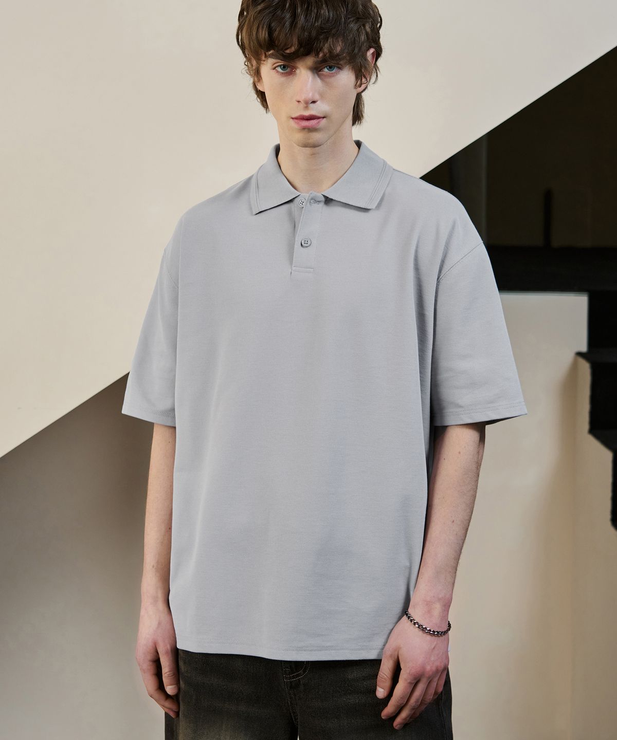 드로우핏(DRAW FIT) 컴피 라인 피케 폴로 티셔츠 [GREY]