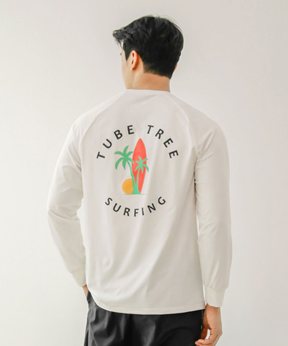 튜브트리(TUBE TREE) SURFING 남성용 루즈핏 긴팔 래쉬가드 A607 아이보리